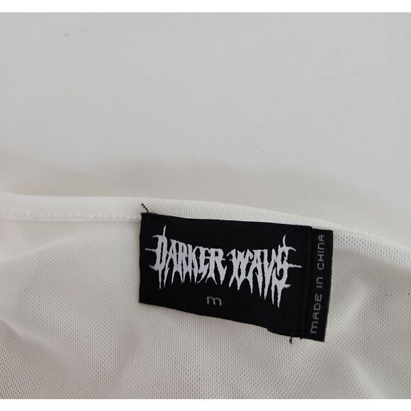 Dolls Kill Darker Wavs White Long Sleeve Crop Top SIZE M NWOT - Picture 7 of 8